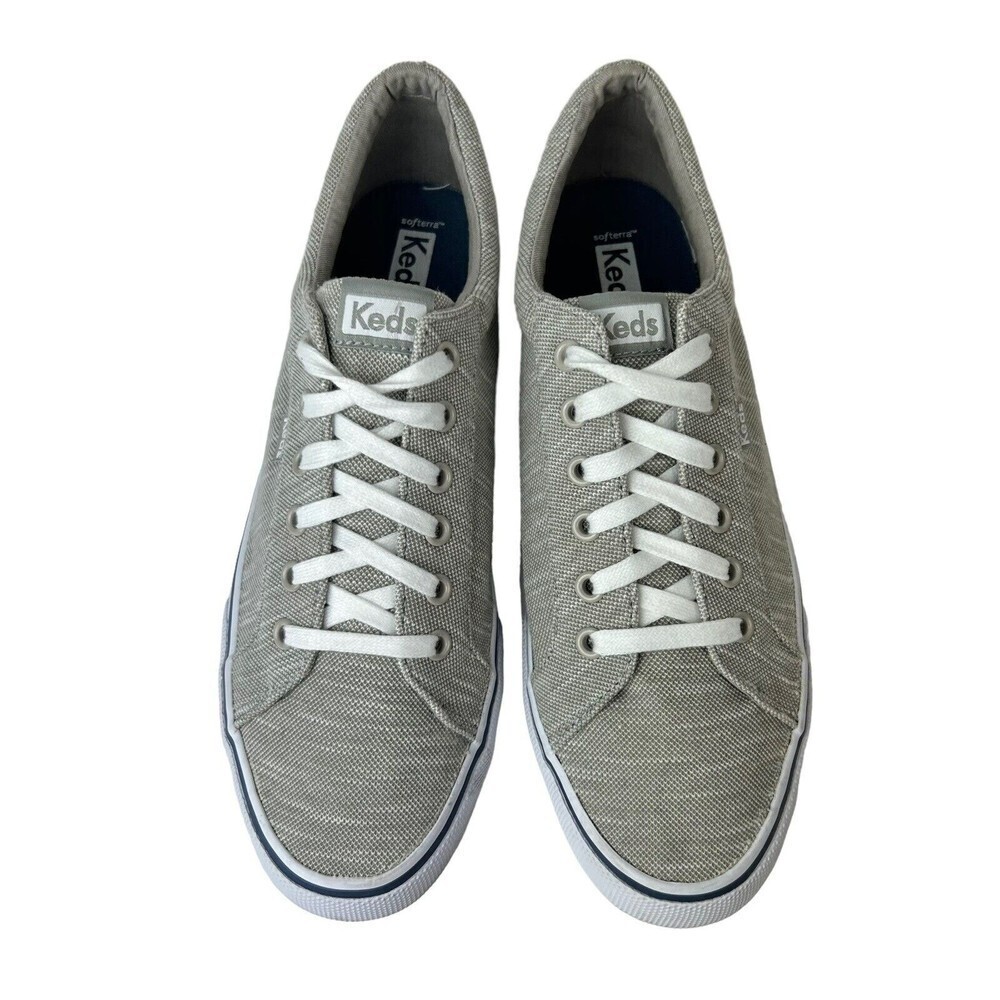 Keds Women's Size 11 Jump Kick Leather Comfort Sneaker Shoes Striped Knit Grey